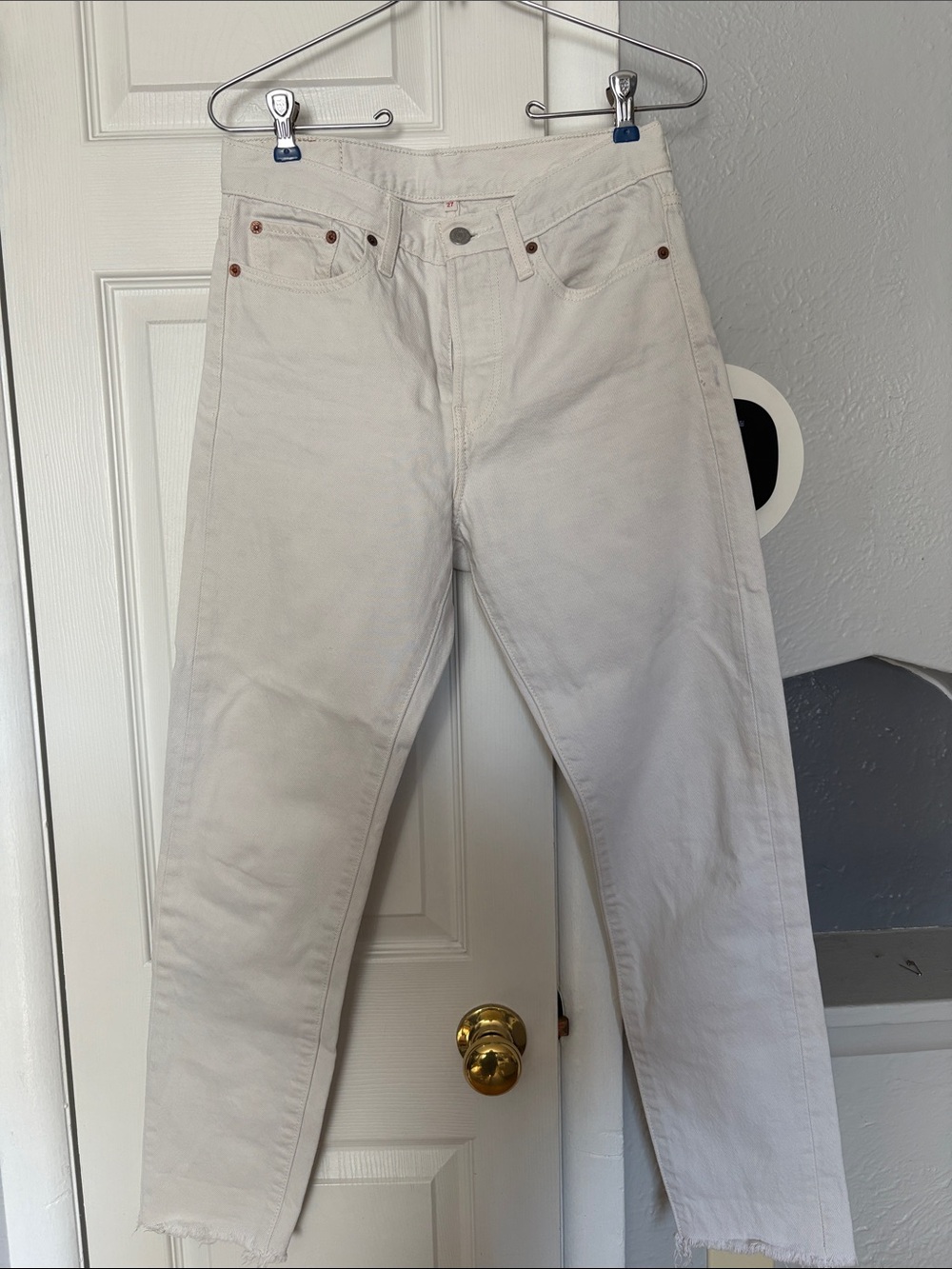 White High-Rise Straight Leg Jeans